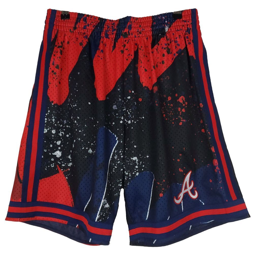 Atlanta Braves Mitchell & Ness MLB L Large Jersey Shorts Black Red‎ Blue NWT